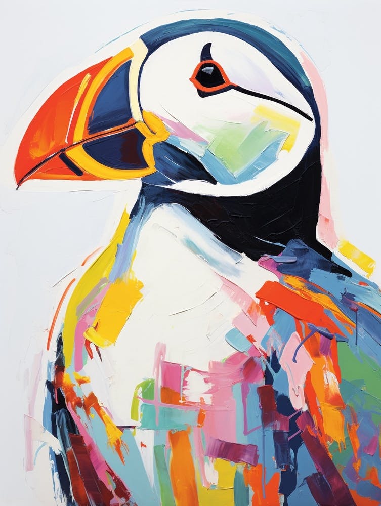 Colourful Bird Painting Puffin 2