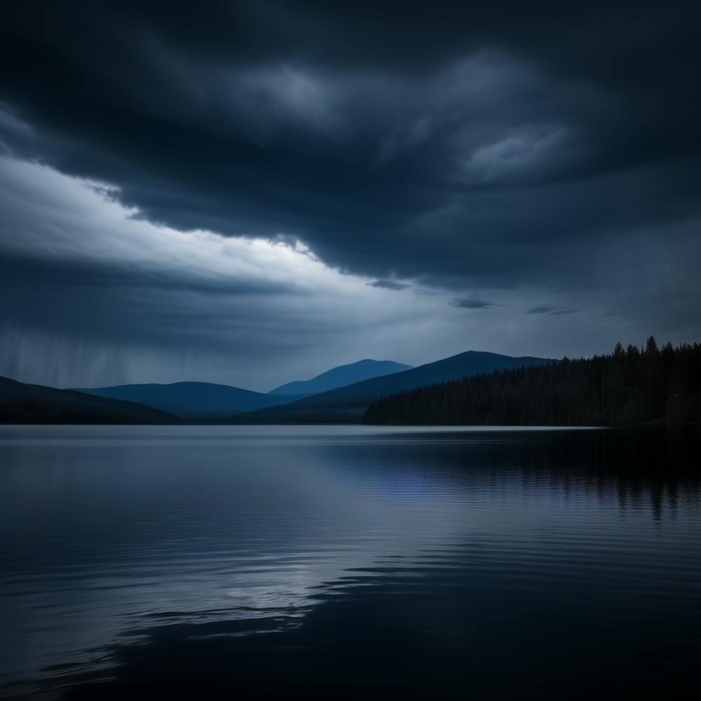 Dark Sky Over Lake