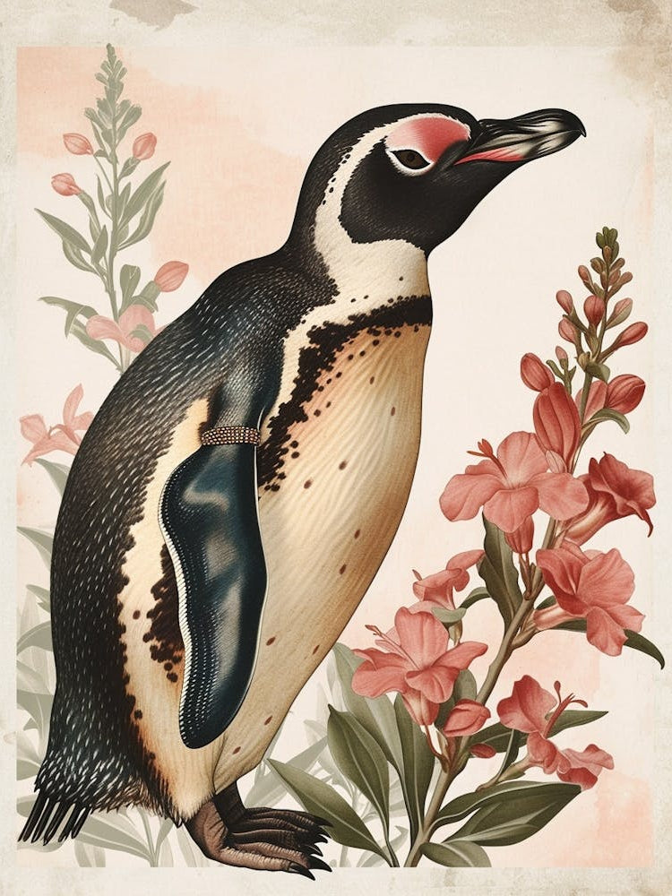 Adlie Penguin St Kilda Breakwater Vintage Botanical Painting 2