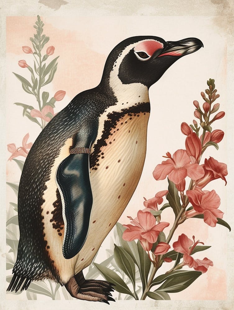 Adlie Penguin St Kilda Breakwater Vintage Botanical Painting 2