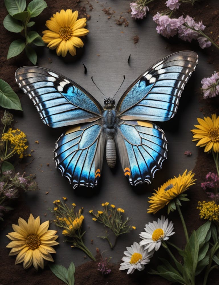 Butterfly With Flowers