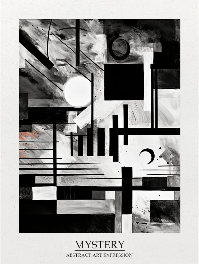 Mystery Abstrakt Schwarz Und Weiß 6 Poster