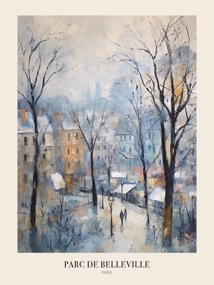Winter City Park Poster Parc De Belleville Paris France 3