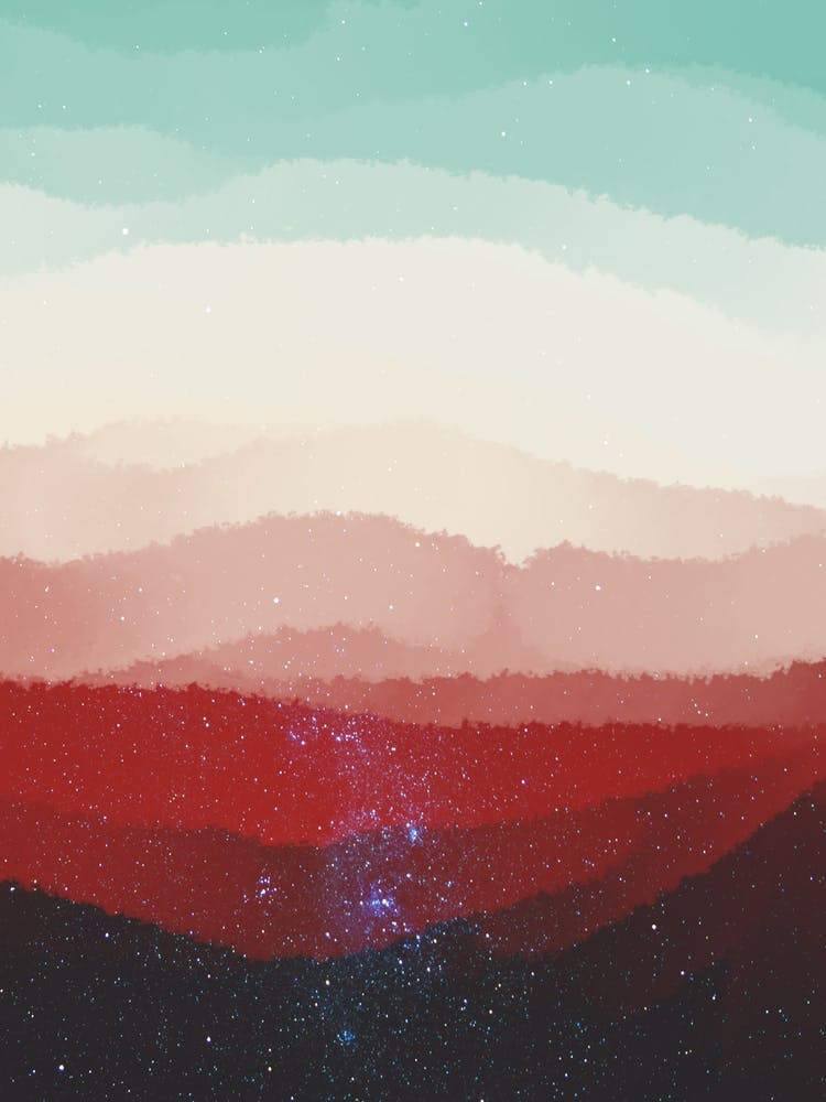 A Minimal art abstract watercolor painting of blue sky and evening sky