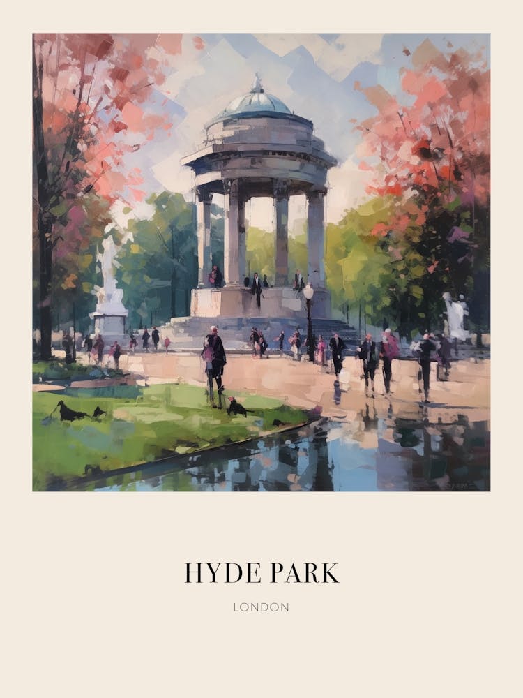 Hyde Park London Vintage Cezanne Inspired Poster