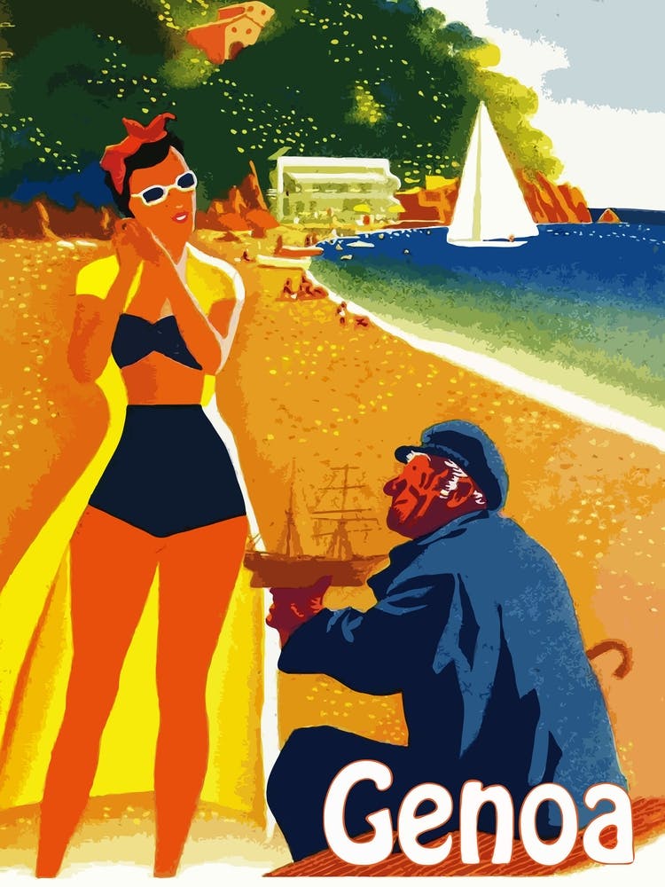 Genua, Italien, Vintage-Reiseposter