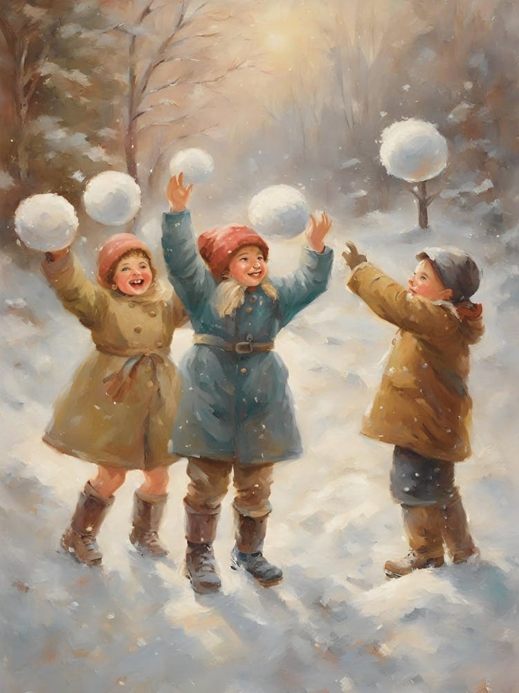 Children Playing In The Snow