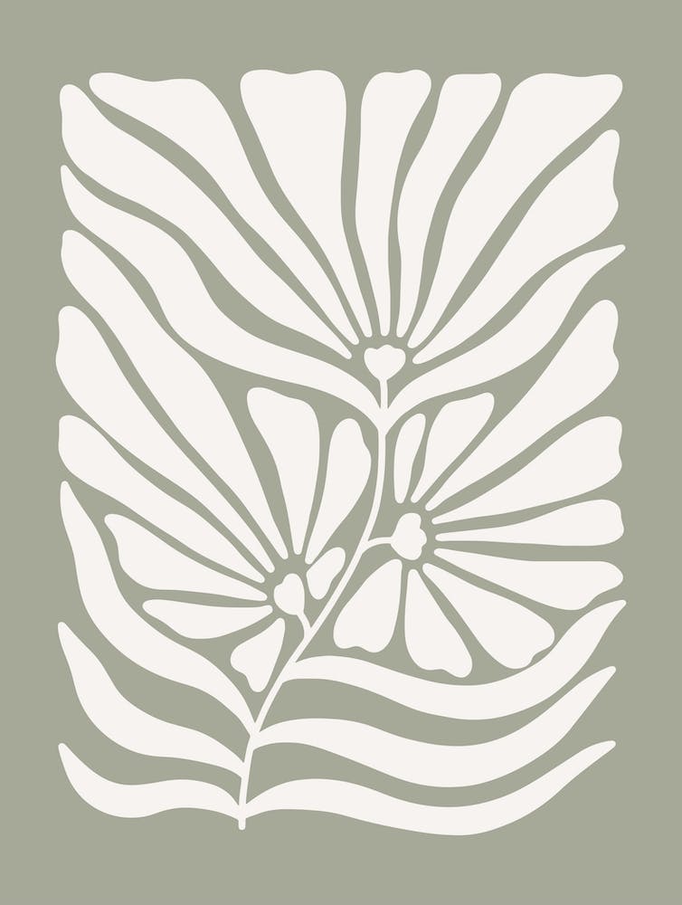 Fleur abstraite Vert Sauge & Crème