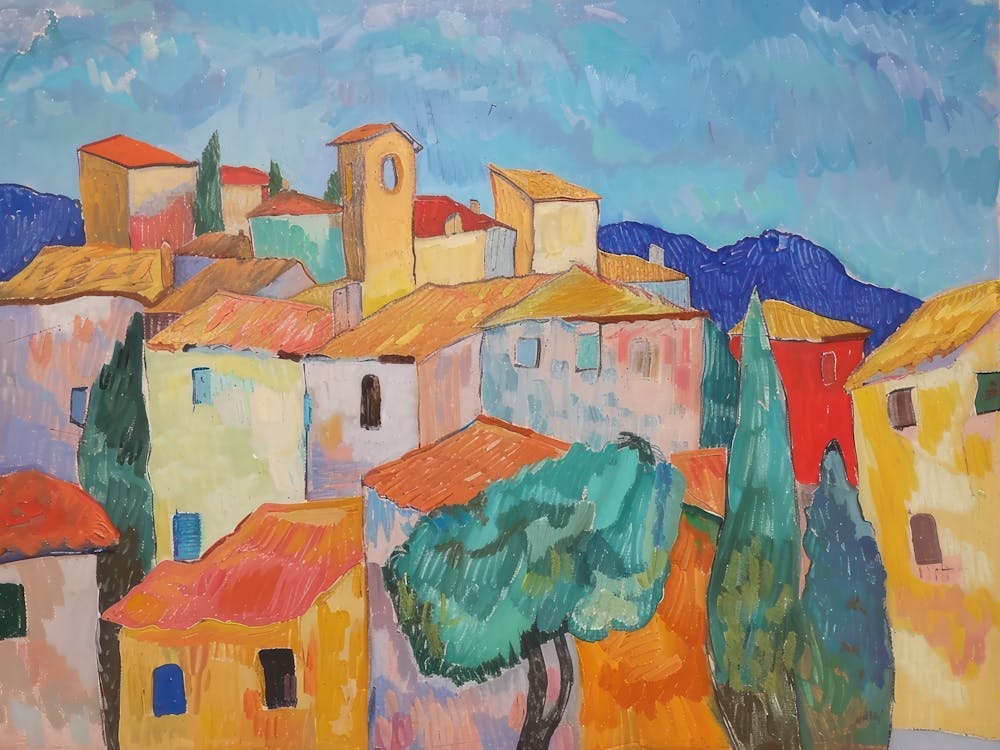 Tranquil Terraces Painting Inspired By Paul Cezanne