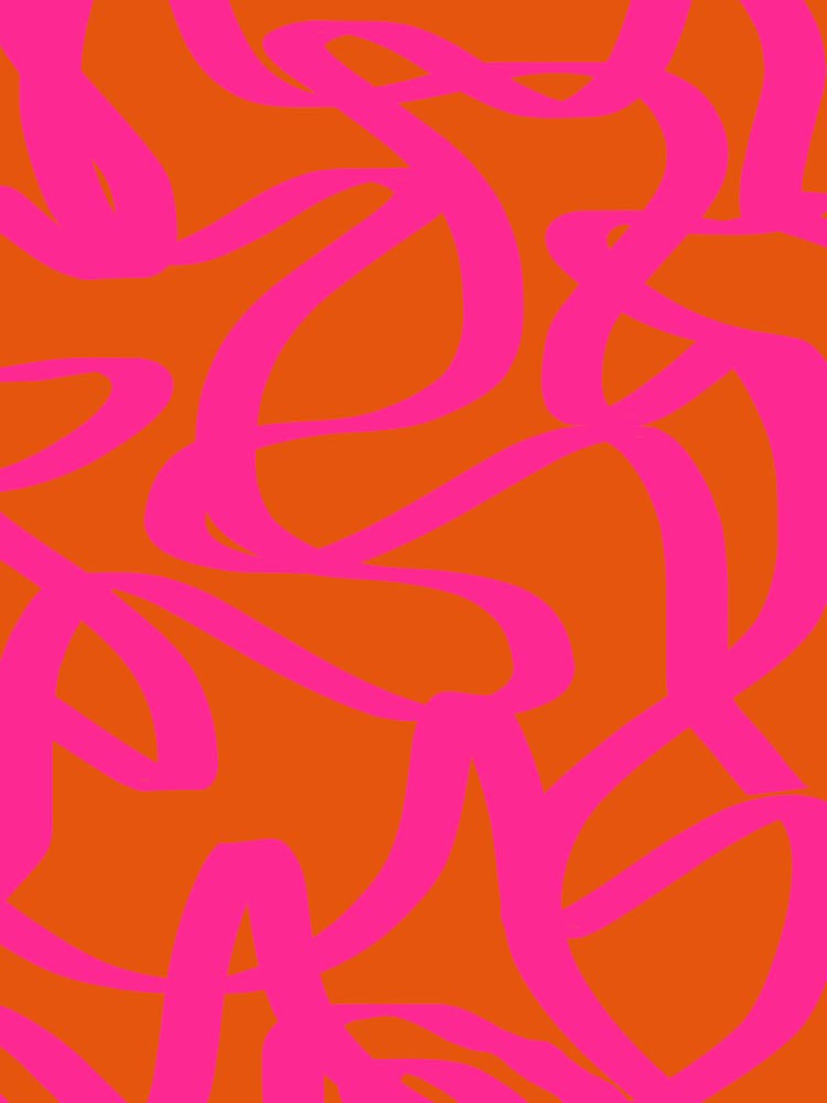 Retro Lines Abstract Brush Shapes Burnt Orange And Pink
