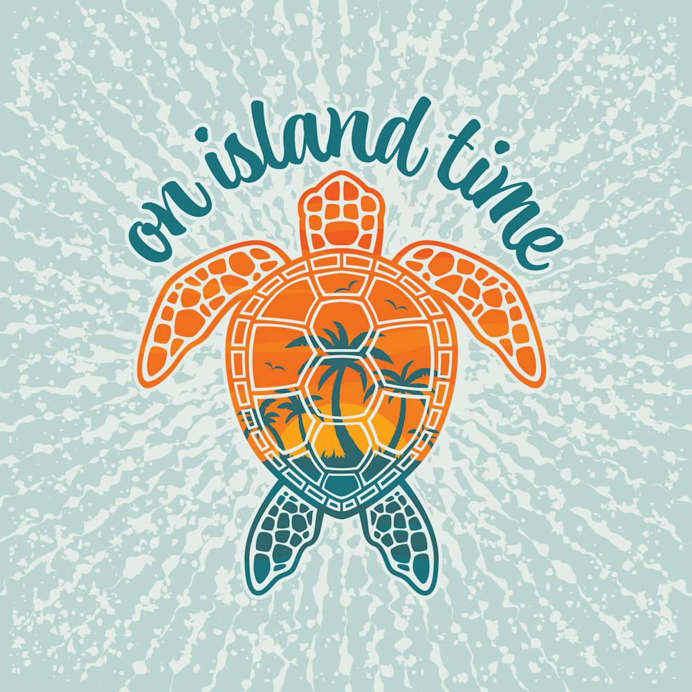 À l'Heure Des Îles Coucher de Soleil Tropical Motif Tortue de Mer