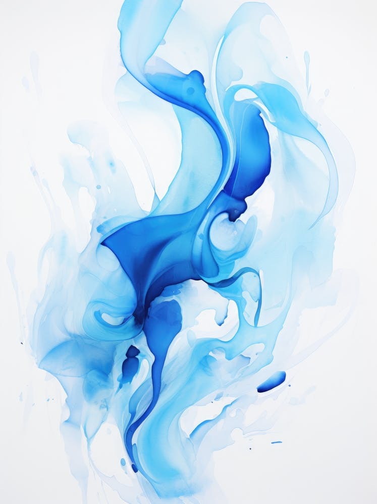 Abstract Blue Watercolor Painting
