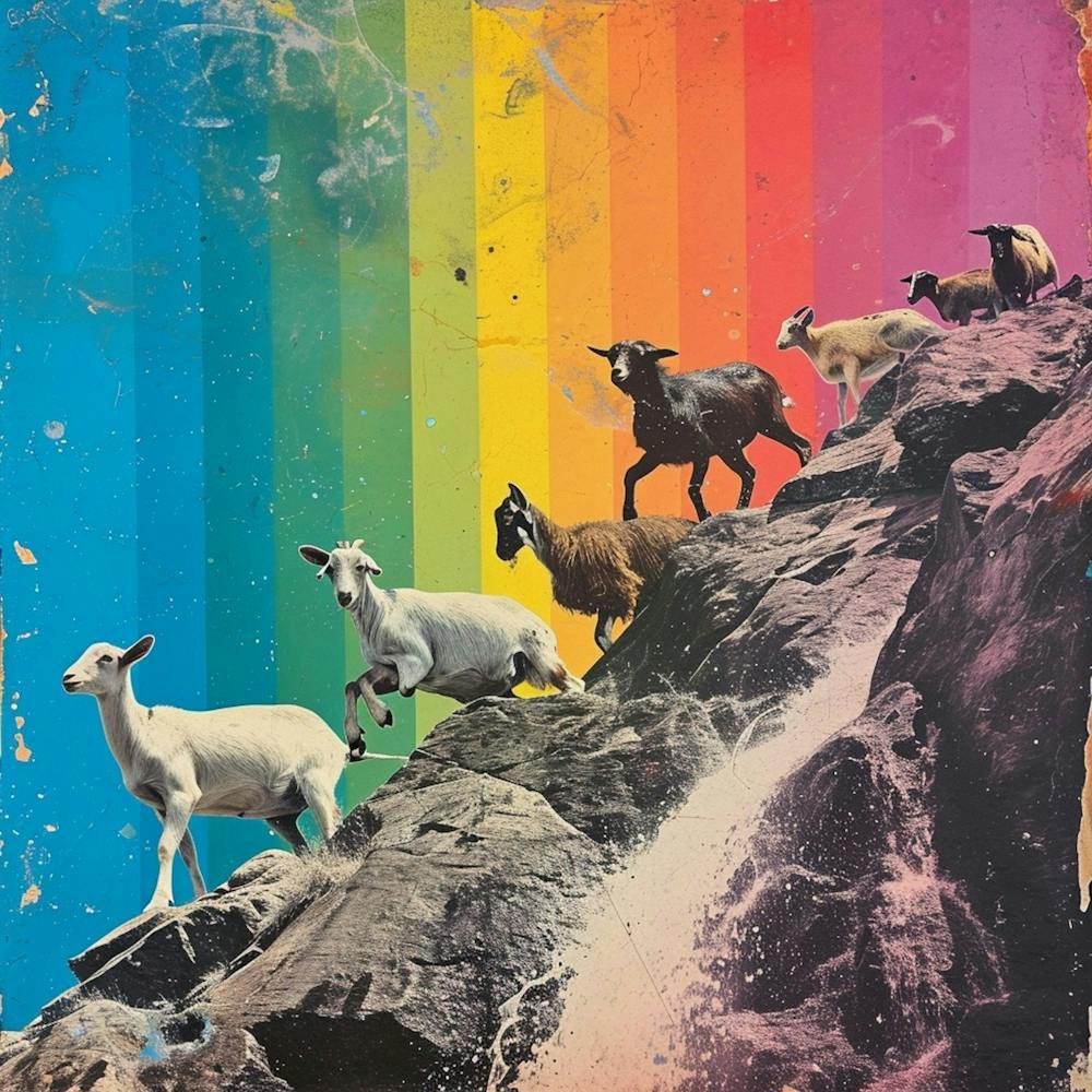 Mountain Goat Stripe Collage