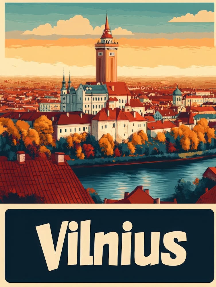 Aihrgdesign A Vintage Travel Poster Of Vilnius 2