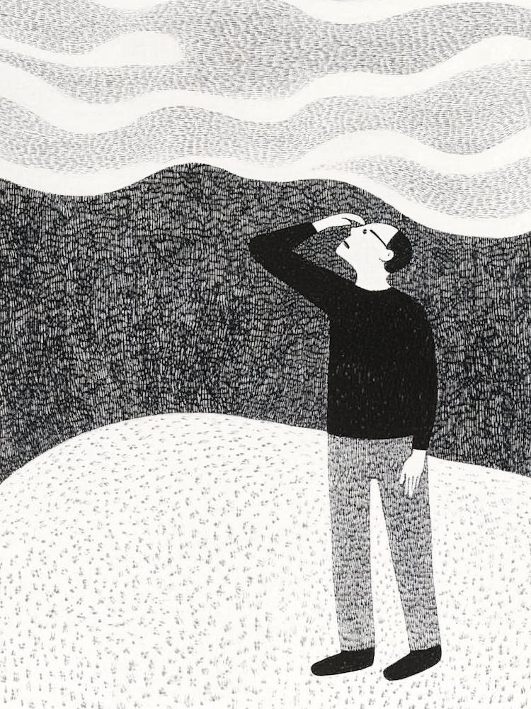 Man Looking At The Sky Collage