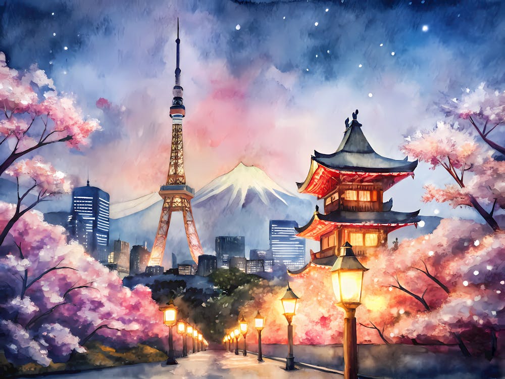 Tokyo Japan A Night Time Vintage Scene 1