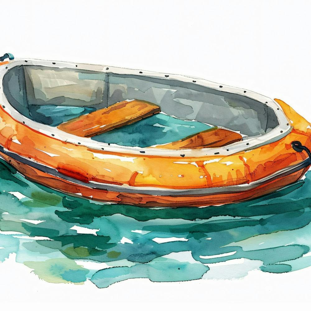 Orange Inflatable Boat