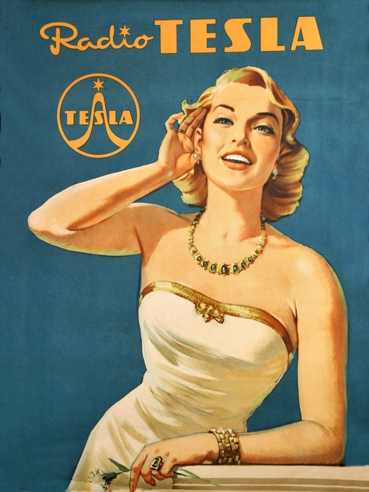 Radio Tesla, Vintage Advertisement Poster