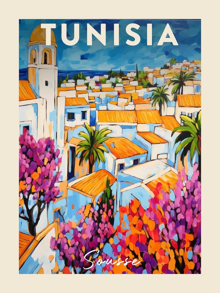 Sousse Tunisia 4 Fauvist Painting Travel Poster