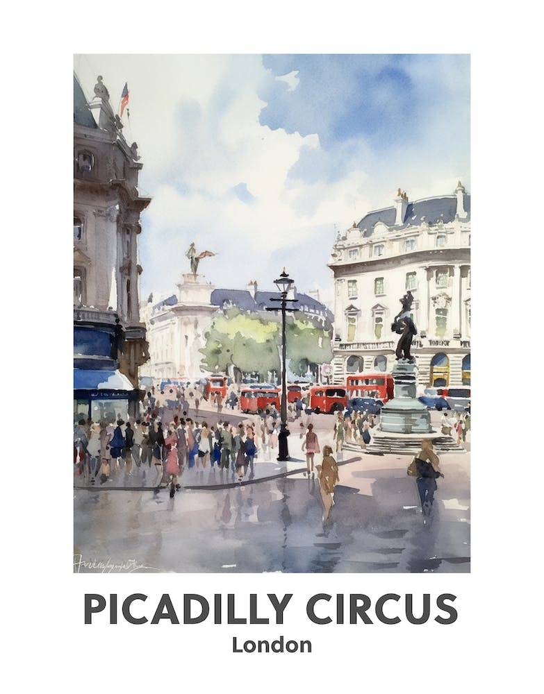 Piccadilly Circus, London 1 Watercolour Travel Poster