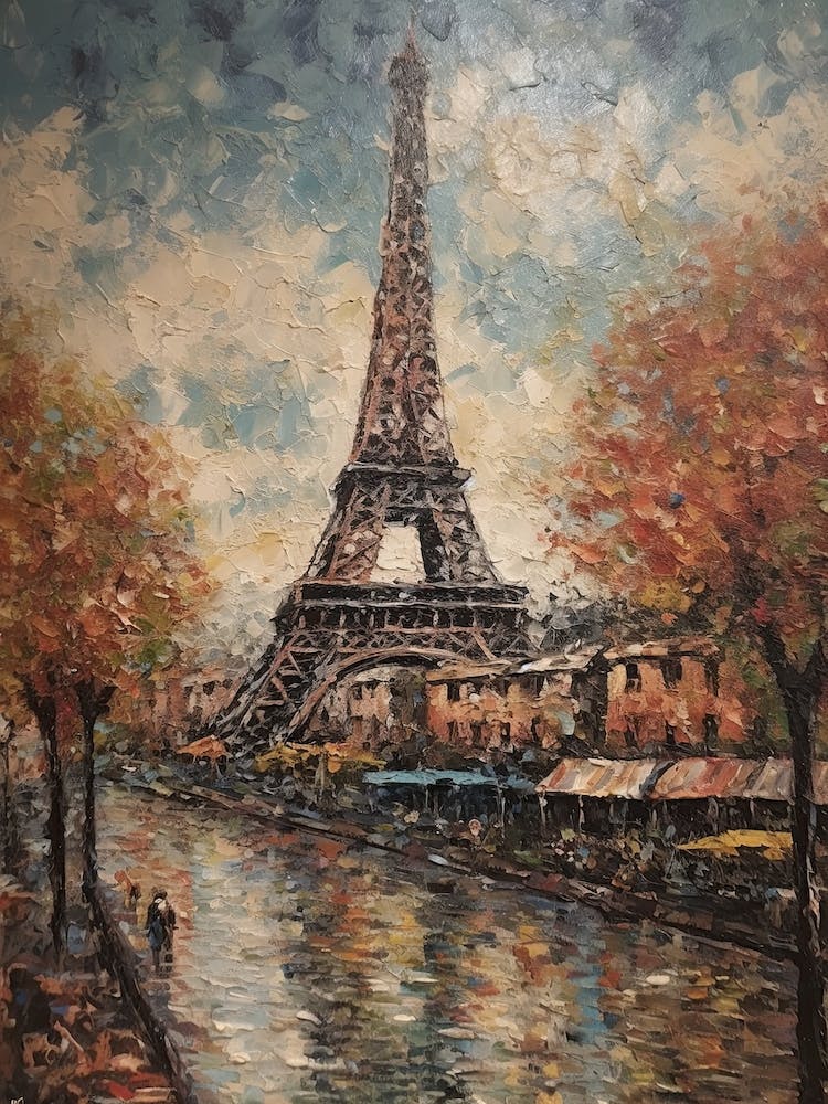 Eiffel Tower Paris France Pissarro Style 8
