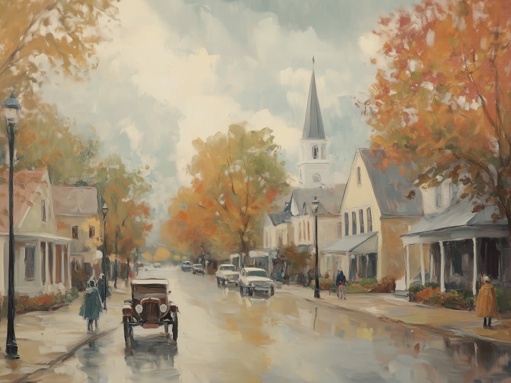 Autumn Old Town Street