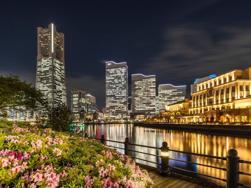 Idyllic Yokohama Skyline At Night