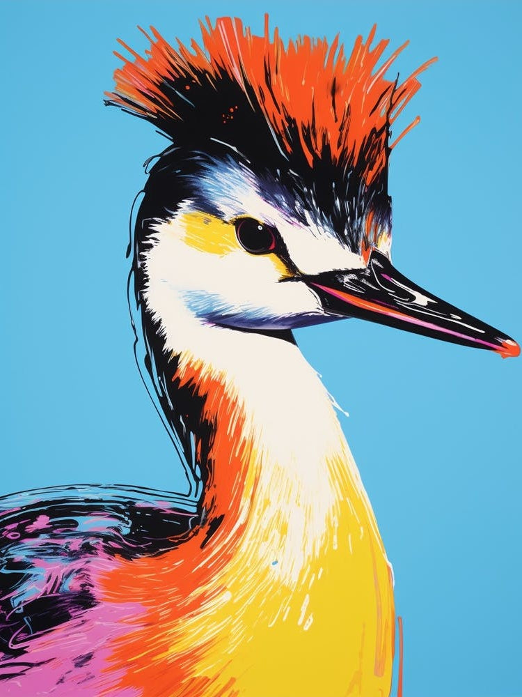 Andy Warhol Style Bird Grebe 3