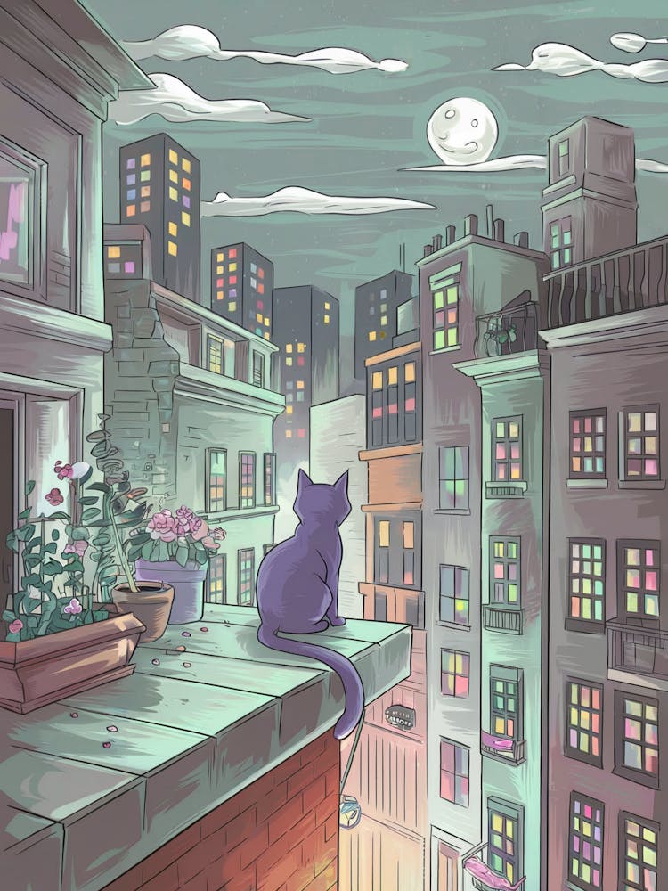 Lo-fi Style: Cat On A Rooftop !