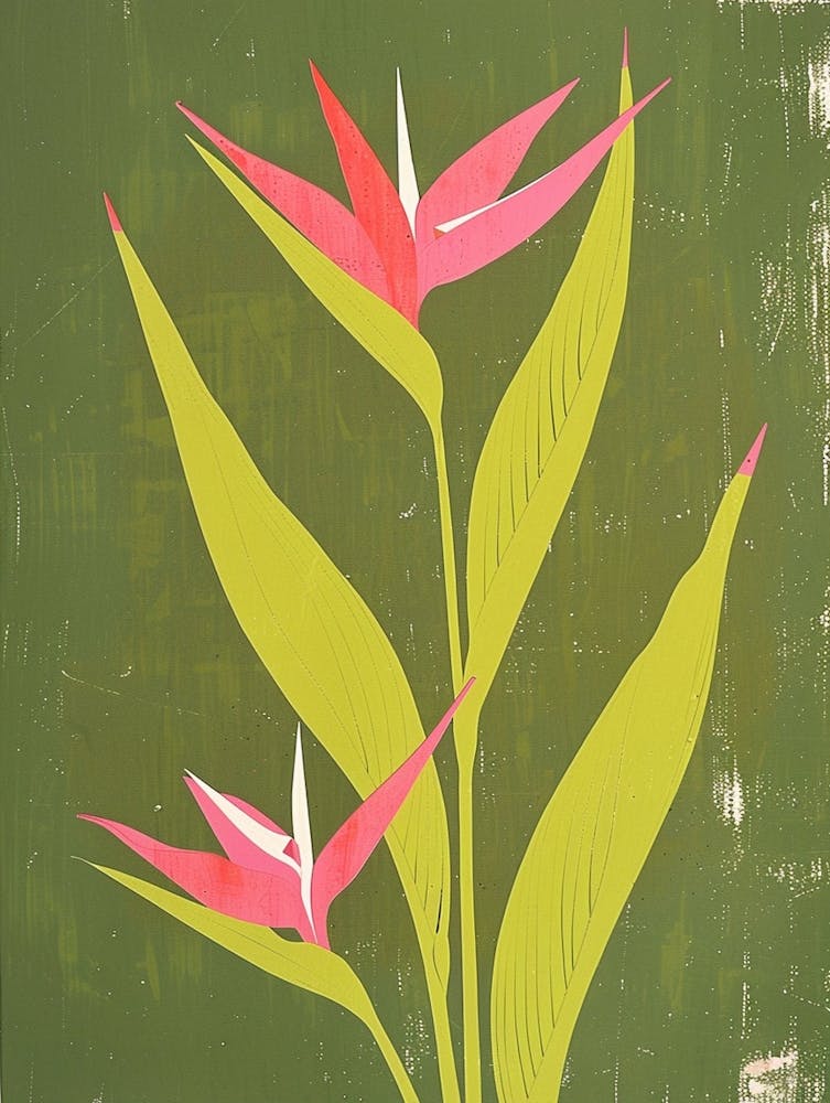 Pink & Green Bird Of Paradise 2