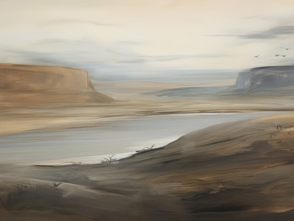 Muted Lake Vintage Painting