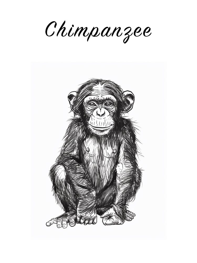 B&W Chimpanzee 2 Poster