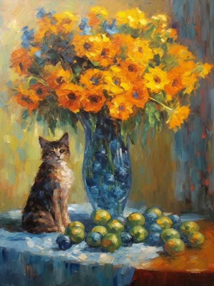Delphinium Avec Un Chat 1