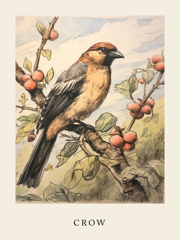 Beatrix Potter Inspired  Animal Watercolour Crow