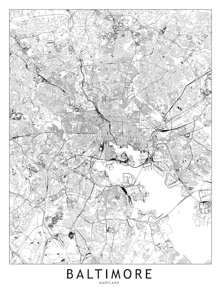 Baltimore White Map