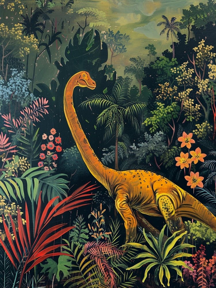 Dinosaur In The Tropical Landscape Painting 1