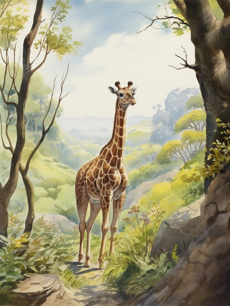 Storybook Animal Watercolour Giraffe 1