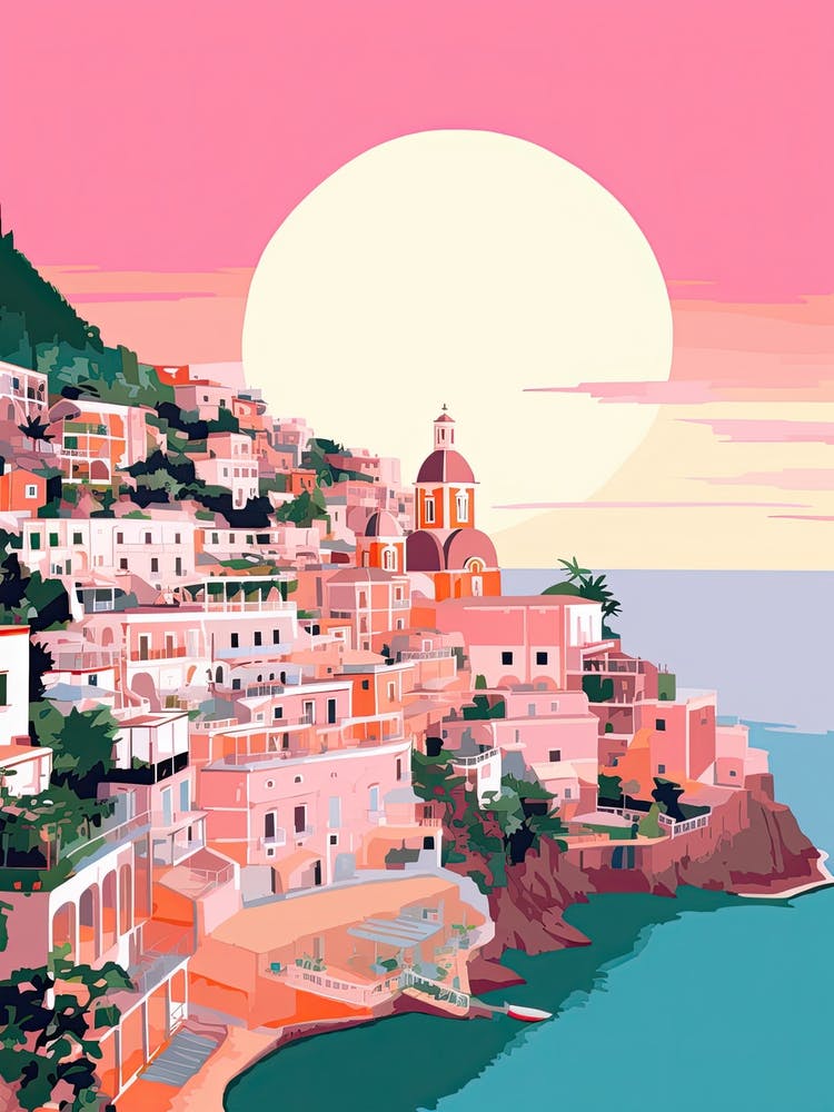Positano In Risograph Style 1