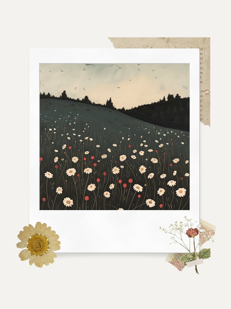 Scrapbook Wild Flowers Field Fairycore Painting 2