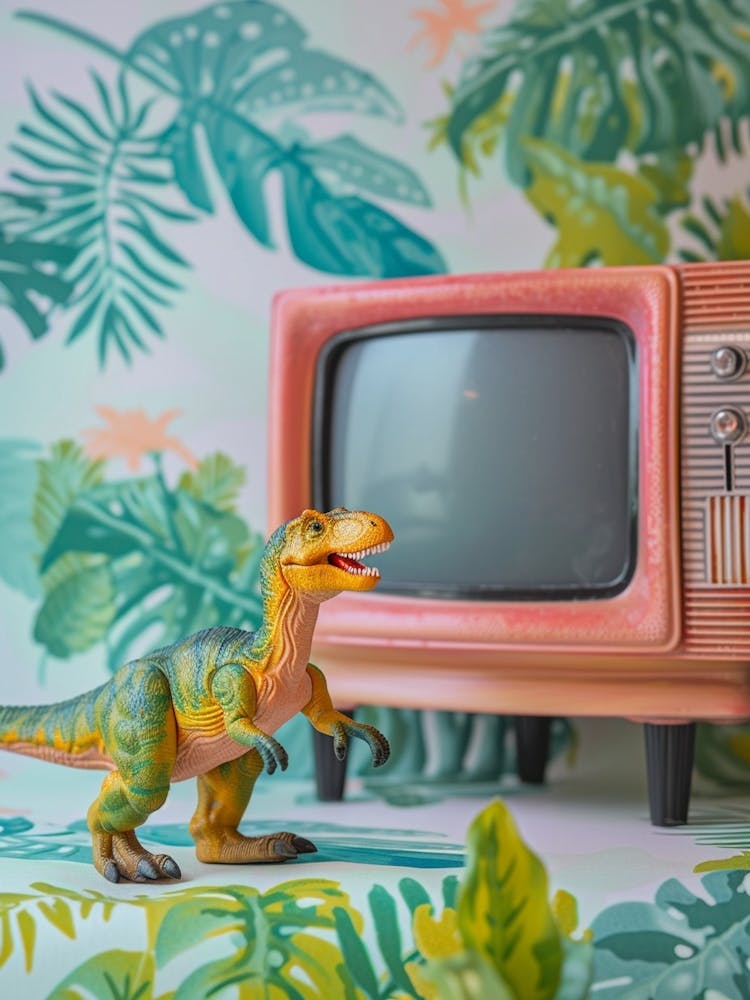 Toy Dinosaur Watching Tv
