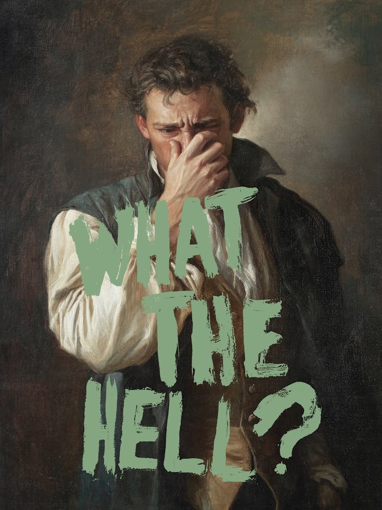 Funny Bathroom Print Classical Painting With Bold Typography Wall Art for Toilet, Vintage Oil Painting Historical Portrait Poster with Sarcastic Quote Bathroom Art