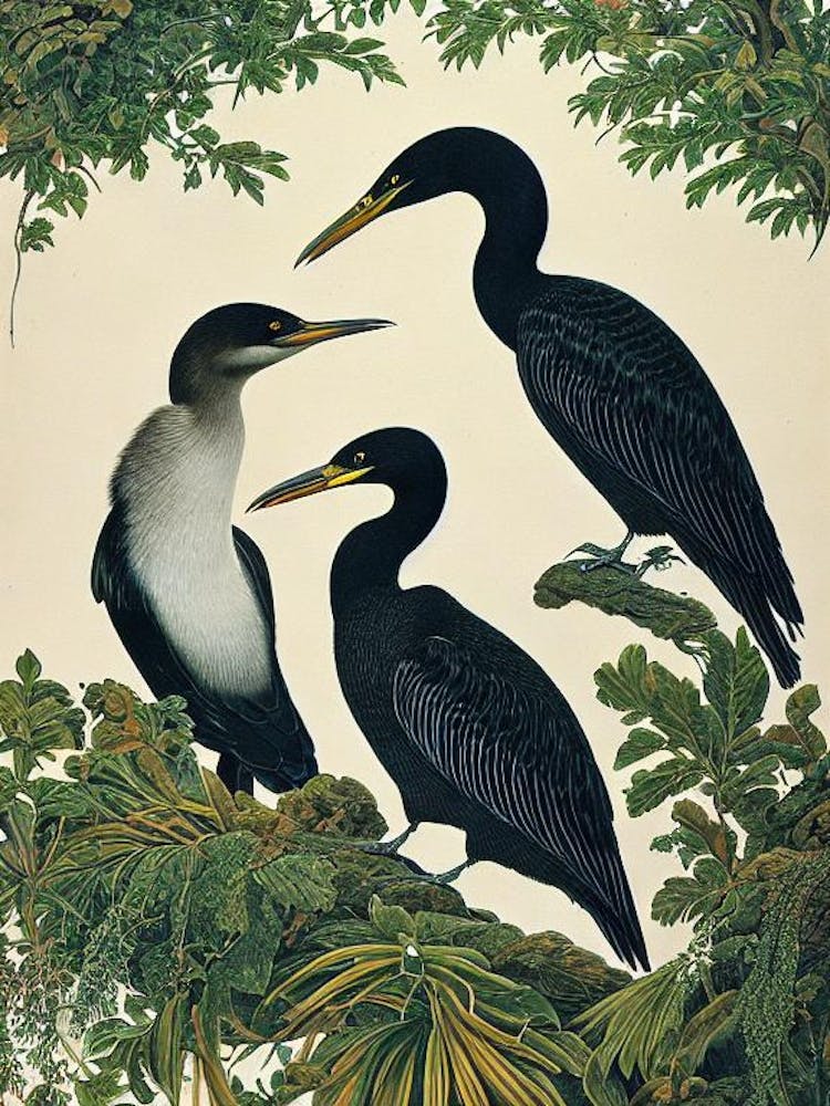 Cormorant Haeckel Style Vintage Illustration Bird