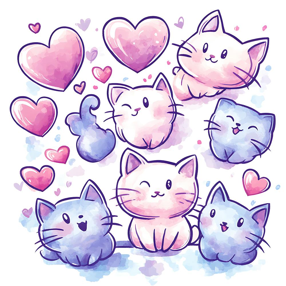 Cute Kittens Pastel Candy Hearts 9