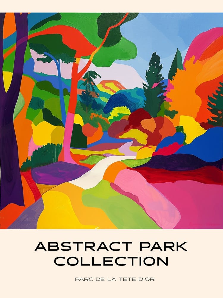 Abstract Park Collection Poster Parc De La Tete D Or Lyon France 2