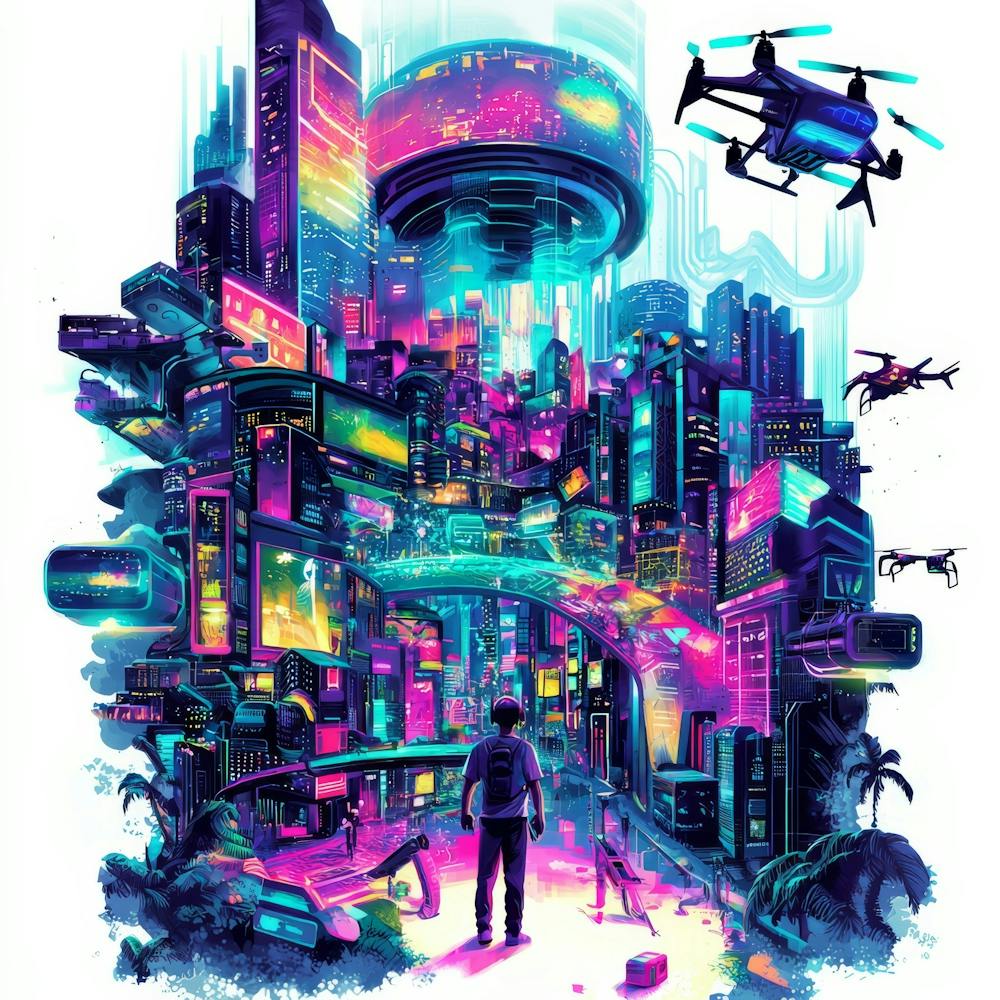 Futuristic City.Generated AI. Wall 11