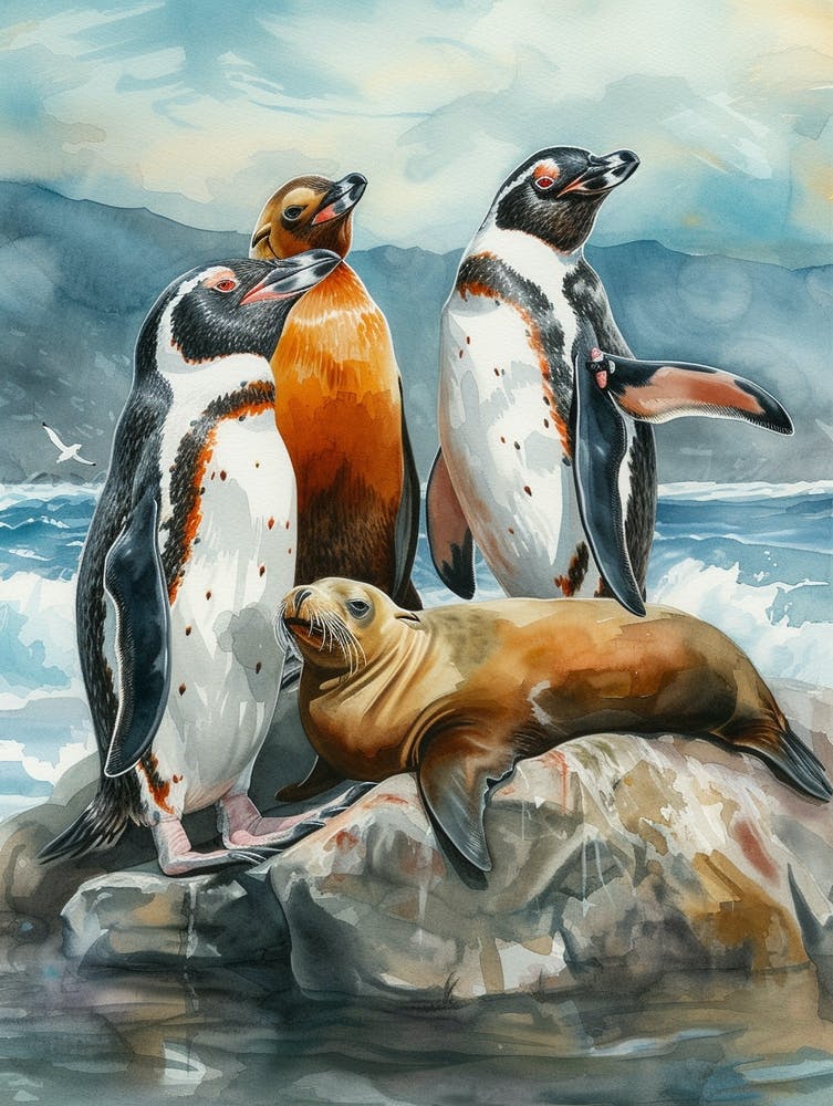 Humboldt Penguin Signy Island Watercolour Painting 2