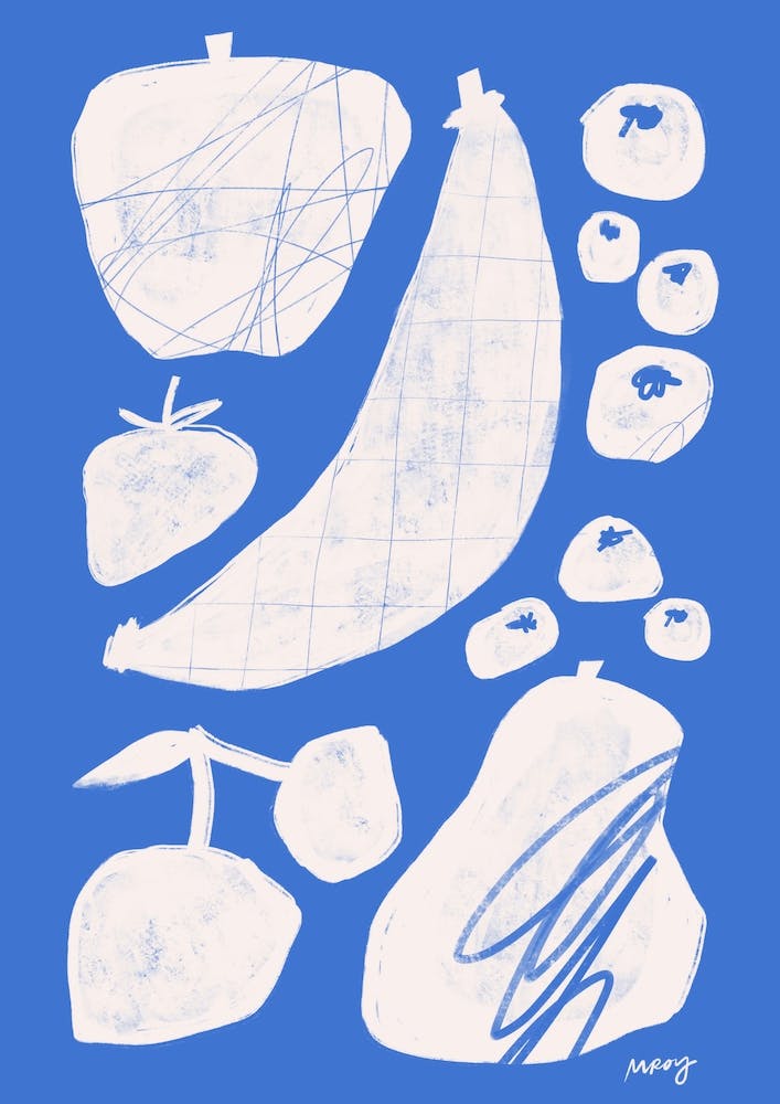 Abstract Fruit Blue