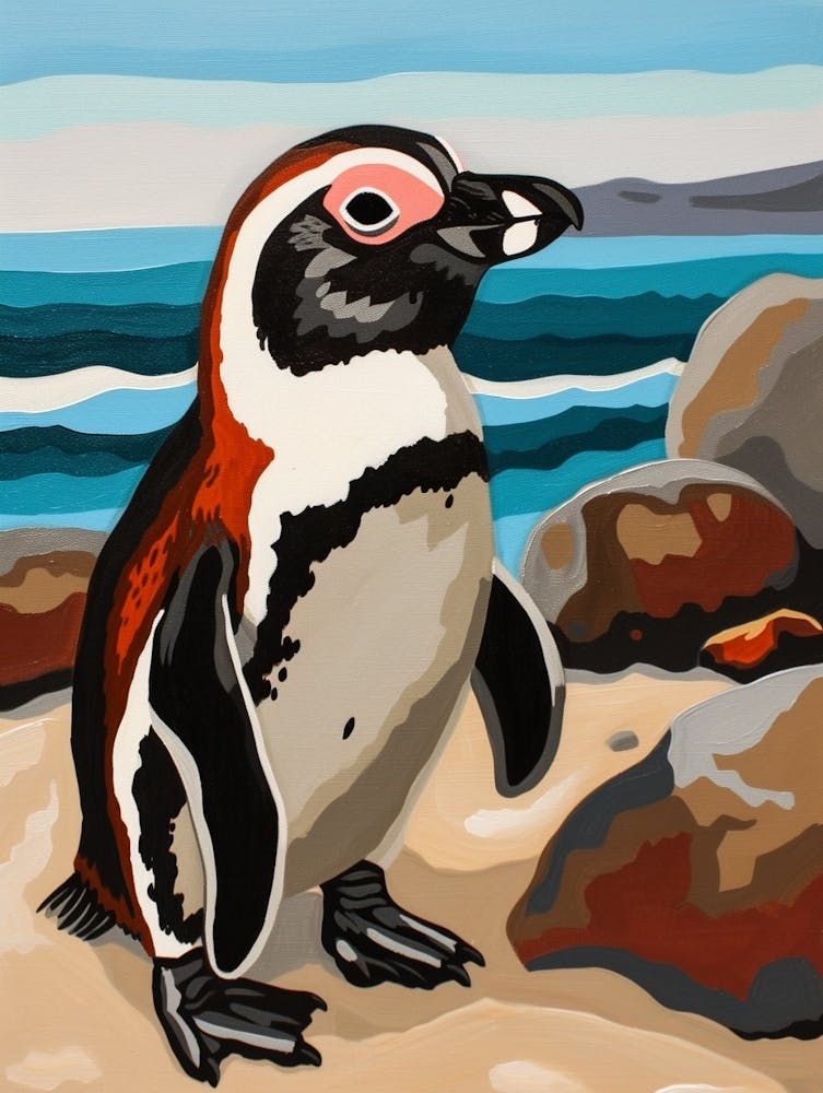 Galapagos Penguin Carcass Island Colour Block Painting 2