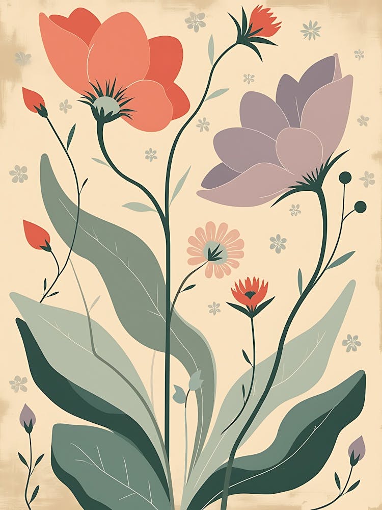 Vintage Floral Illustration Vector