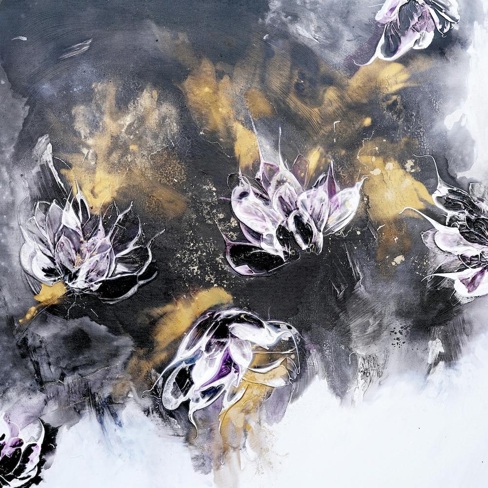 Black And Gold Floral Abstract 2 Square